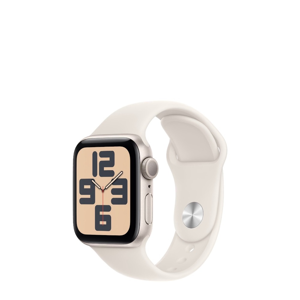 Apple Watch SE GPS, 40mm Starlight Aluminum Case with starlight sport band